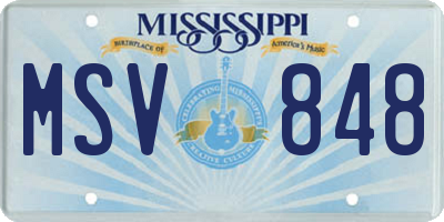 MS license plate MSV848
