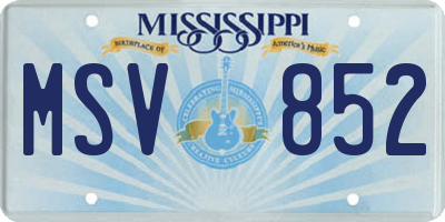 MS license plate MSV852
