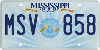 MS license plate MSV858