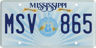 MS license plate MSV865