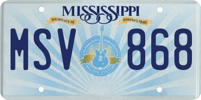 MS license plate MSV868