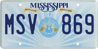MS license plate MSV869