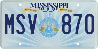 MS license plate MSV870