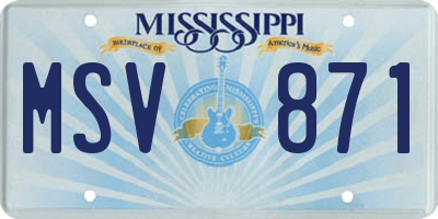MS license plate MSV871