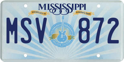 MS license plate MSV872