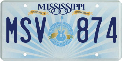 MS license plate MSV874