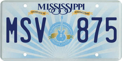 MS license plate MSV875