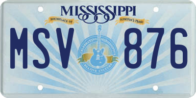 MS license plate MSV876