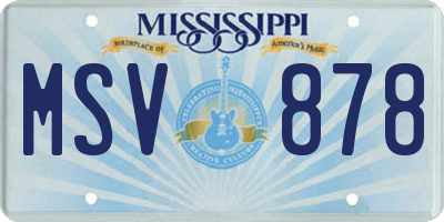 MS license plate MSV878
