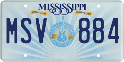 MS license plate MSV884