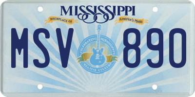 MS license plate MSV890