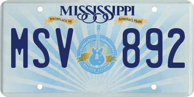 MS license plate MSV892