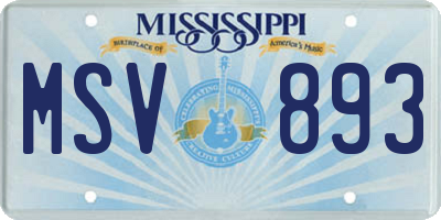MS license plate MSV893
