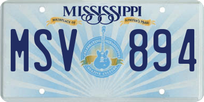MS license plate MSV894