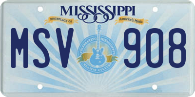 MS license plate MSV908