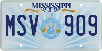 MS license plate MSV909