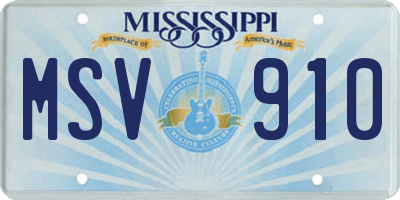 MS license plate MSV910