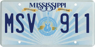 MS license plate MSV911