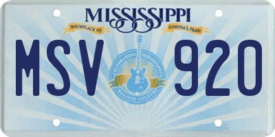 MS license plate MSV920