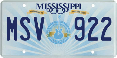 MS license plate MSV922