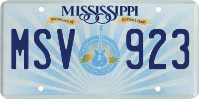 MS license plate MSV923