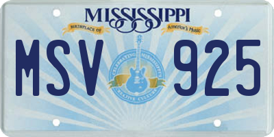 MS license plate MSV925