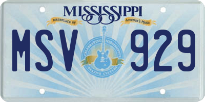 MS license plate MSV929
