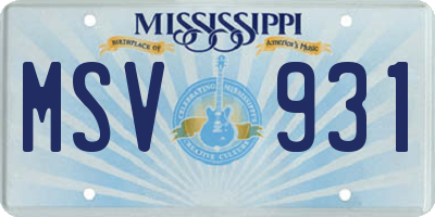 MS license plate MSV931