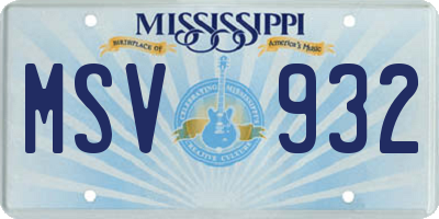 MS license plate MSV932