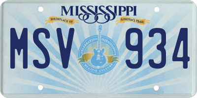 MS license plate MSV934