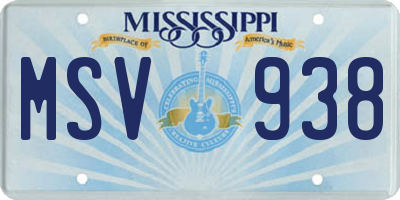 MS license plate MSV938