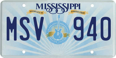 MS license plate MSV940