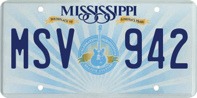 MS license plate MSV942