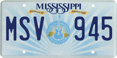 MS license plate MSV945