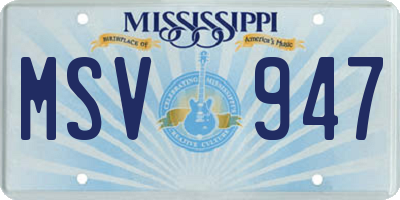 MS license plate MSV947