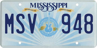 MS license plate MSV948
