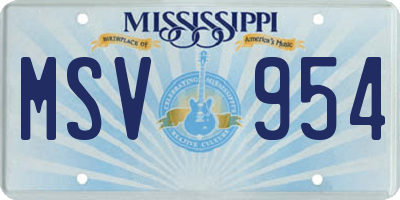 MS license plate MSV954