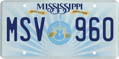 MS license plate MSV960