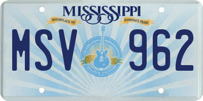 MS license plate MSV962