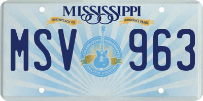 MS license plate MSV963