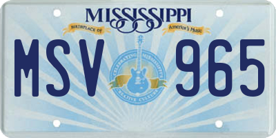 MS license plate MSV965