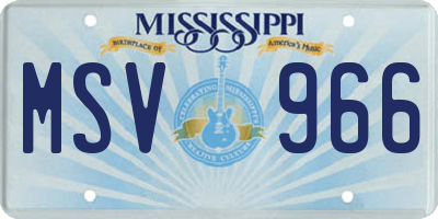 MS license plate MSV966