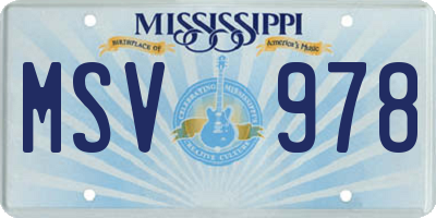 MS license plate MSV978