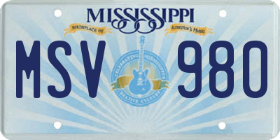 MS license plate MSV980