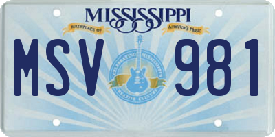 MS license plate MSV981
