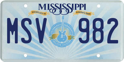 MS license plate MSV982