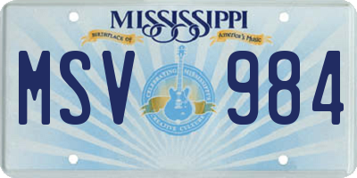 MS license plate MSV984