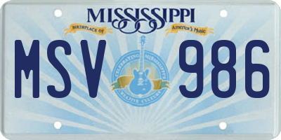 MS license plate MSV986