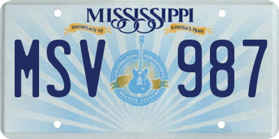 MS license plate MSV987