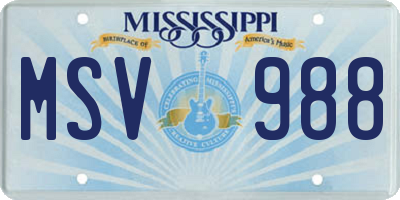 MS license plate MSV988